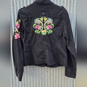 Escio Embroidered Black Army Jacket